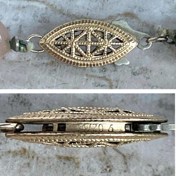 VTG Multi Gemstone Beaded 29" Necklace 14K Gold Filled Filigree Fish Hook Clasp - Picture 8 of 16